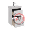 Тумба Lemark COMBI 45 см под 1 раковину, подвесная/напольная, 2 ящика, цвет планки: Чёрный, цвет корпуса, фасада: Белый глянец